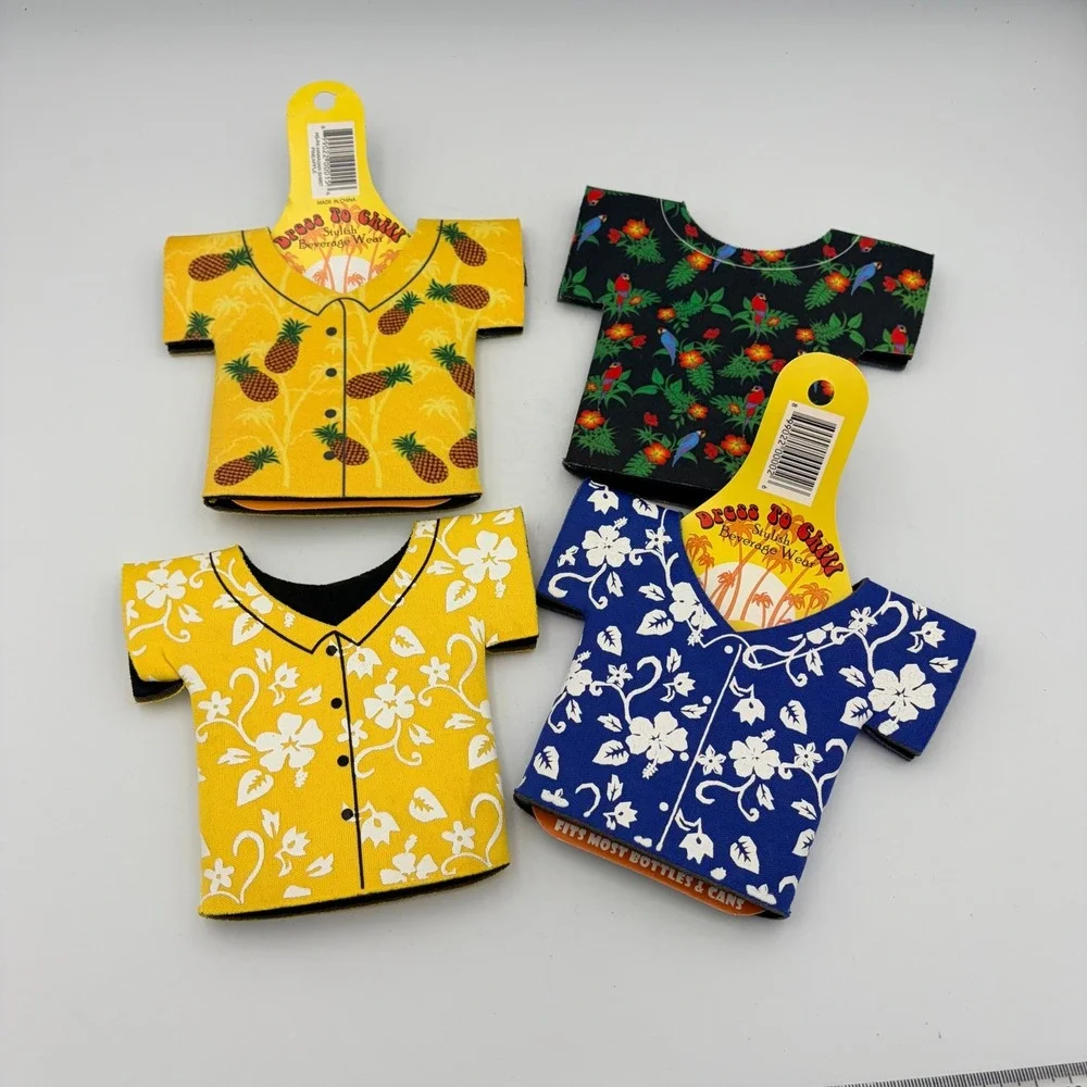 Dress To Chill Hawaiian Shirt Beverage Wear Can Bottle Cooler Insulator 4 Pack